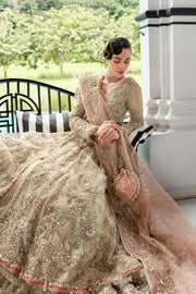 Buy Beige Peach Luxury Pakistani Wedding Dress in Pishwas Lehenga Style 2023