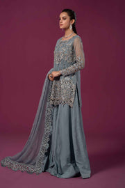 Buy Bluish Grey Embroidered Maria B Luxury Formal Pakistani Salwar Suit 2024