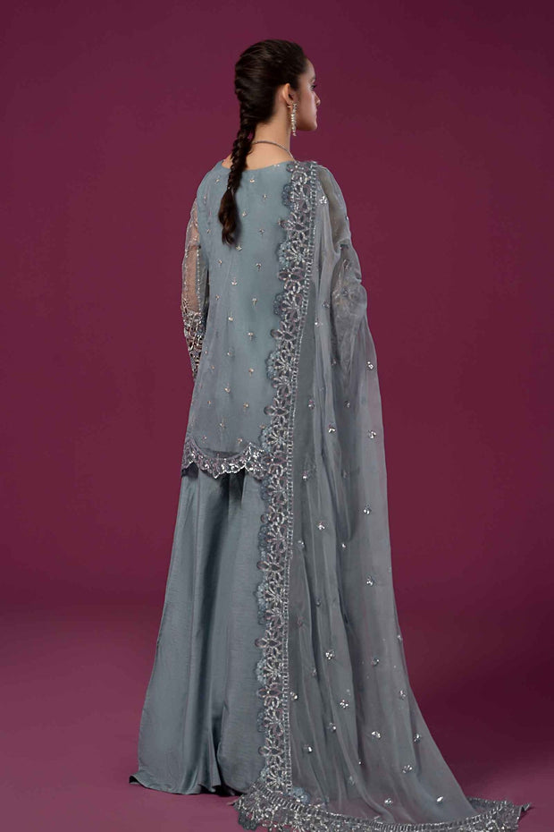 Buy Bluish Grey Embroidered Maria B Luxury Formal Pakistani Salwar Suit