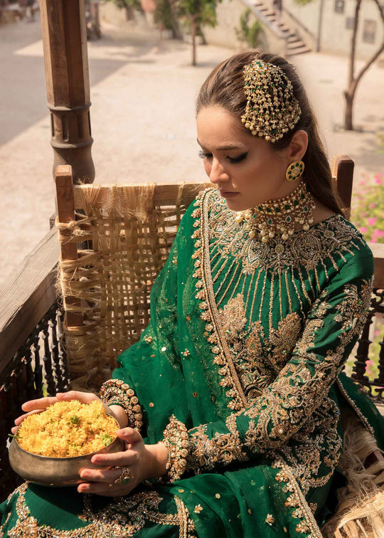 Bottle Green Pakistani Wedding Dress Kameez Sharara Nameera by Farooq Bottle Green Pakistani Wedding Dress Kameez Sharara Nameera by Farooq