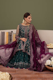 Buy Bottle Green Embroidered Gown Style Pakistani Wedding Dress Sharara