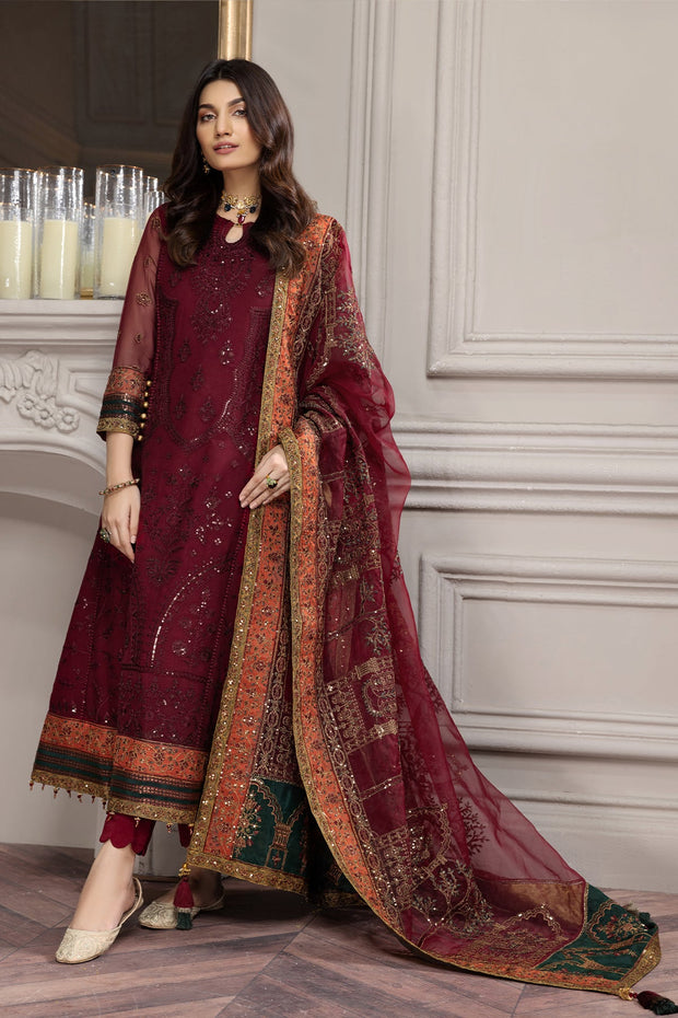 Buy Brick Red Heavily Embellished Pakistani Salwar Kameez with Dupatta