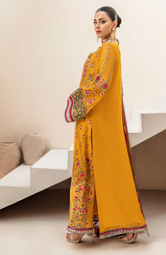 Buy Candi Yellow Heavily Embellished Pakistani Kameez Wedding Dress