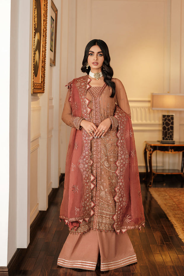 Buy Caramel Gold Heavily Embellished Pakistani Capri Shirt Wedding Dress