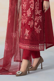 Buy Cherry Red Embroidered Maria B Luxury Pret Pakistani Salwar Suit 2024