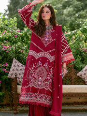 Buy Cherry Red Embroidered Pakistani Crushed Sharara kameez with Dupatta 2023