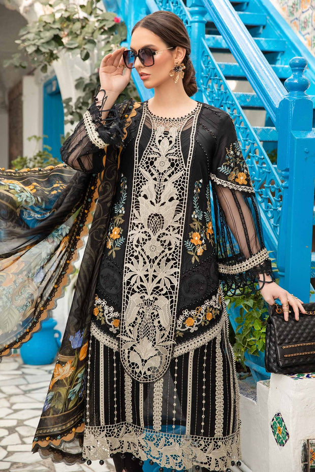 Buy Classic Black Embroidered Lawn Maria B Pakistani Salwar Kameez