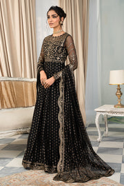 Buy Classic Black Embroidered Pakistani Party Wear Long Frock Dupatta