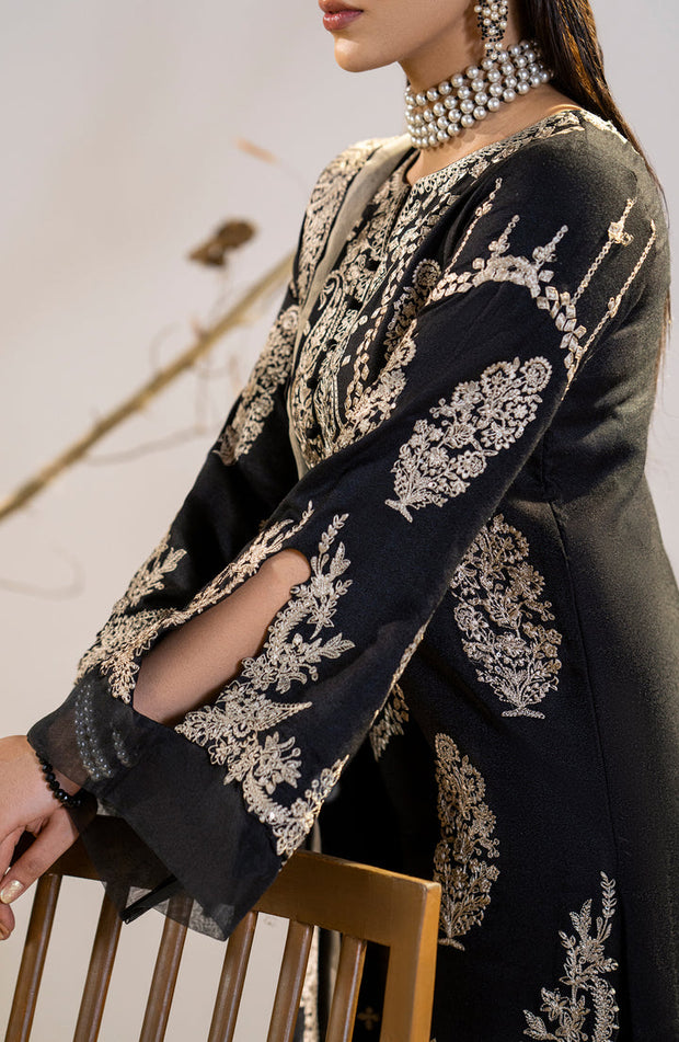 uy Classic Black Embroidered Pakistani Salwar Kameez Suit Party Dress 2023
