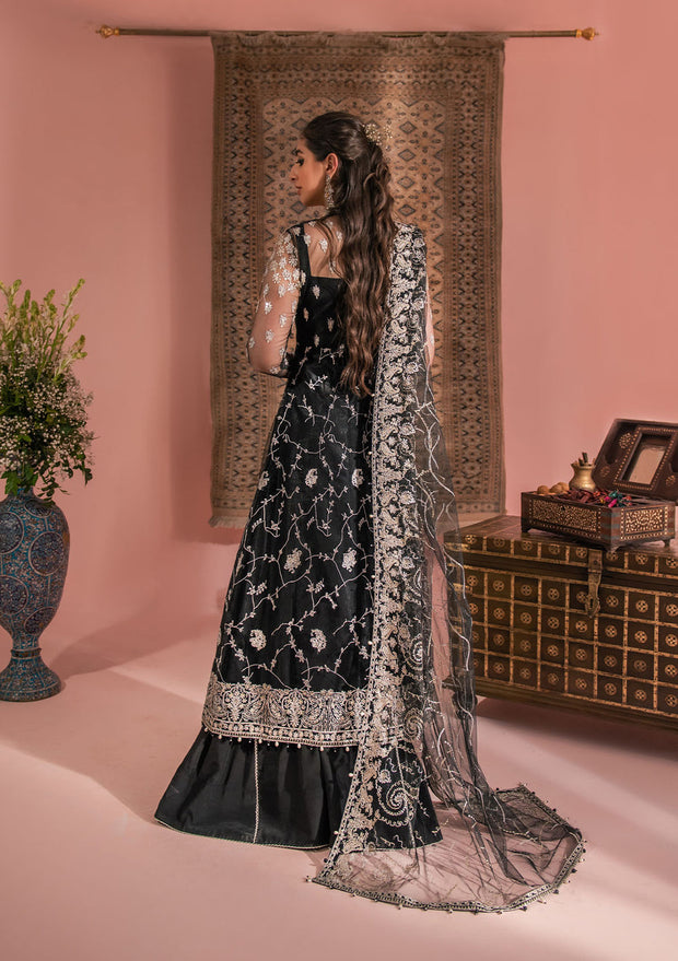 Buy Classic Black Heavily Embroidered Kashmiri Style Pakistani Wedding Dress