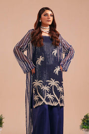 Buy Classic Blue Embroidered Pakistani Gown Style Long Kameez Trousers