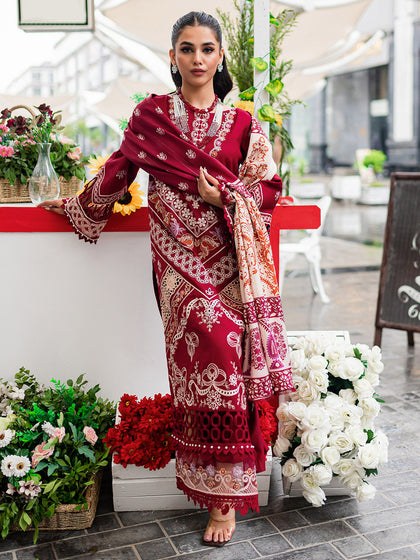 Buy Classic Cherry Red Pakistani Salwar Kameez Embroidered Salwar Suit 2023