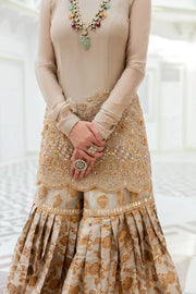 Buy Classic Gold Embroidered Pakistani Wedding Dress Kameez Sharara Style