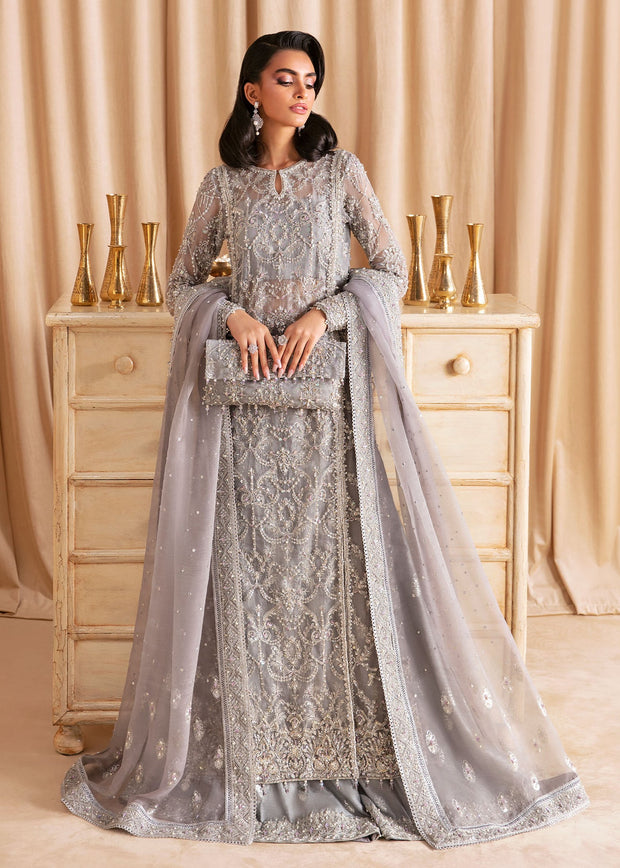 Buy Classic Grey Embroidered Pakistani Wedding Dress Kameez Trousers