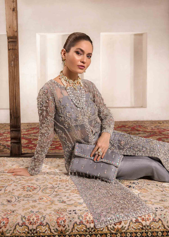 Buy Classic Grey embellished Pakistani Wedding Dress Kameez Trousers2023