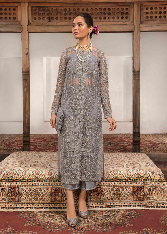 Buy Classic Grey embellished Pakistani Wedding Dress Kameez Trousers