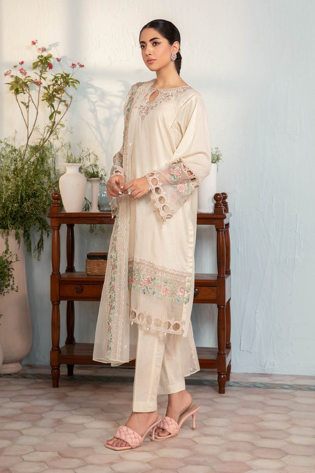 Buy Classic Off White Embroidered Pakistani Salwar Kameez with Dupatta