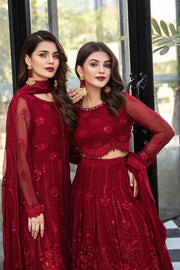 Buy Classic Red Pakistani Embroidered Frock Lehenga Wedding Dress 2023