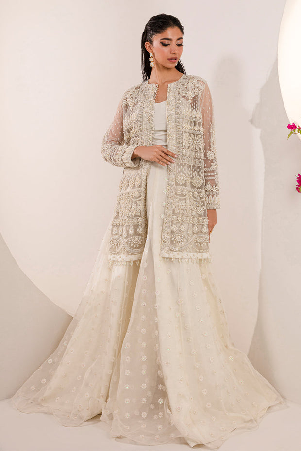 Formal Dresses Pakistani Long Jacket Dresses Crystal White Pakistani Wedding Dress In Jacket Style LARGE Formal Dresses Pakistani Long Jacket Dresses Crystal White Pakistani Wedding Dress In Jacket Style LARGE