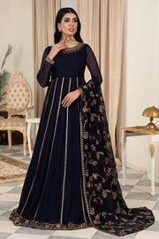 Deep Indigo Shade Pakistani Party Wear Kalidar Long Frock Pishwas