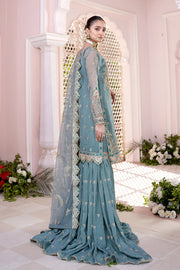 Buy Elegant Aqua Blue Embroidered Pakistani Wedding Dress Kameez Sharara 2023