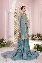 Buy Elegant Aqua Blue Embroidered Pakistani Wedding Dress Kameez Sharara