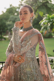 Buy Elegant Aqua Blue Embroidered Pakistani Wedding Dress Net Pishwas 2023