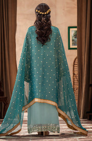 Buy Elegant Heavily Embellished Aqua Blue Pakistani Kameez Wedding Dress 2023