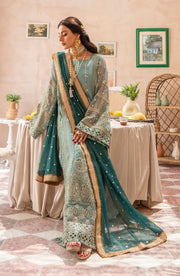 Buy Elegant Heavily Embellished Aqua Blue Pakistani Kameez Wedding Dress