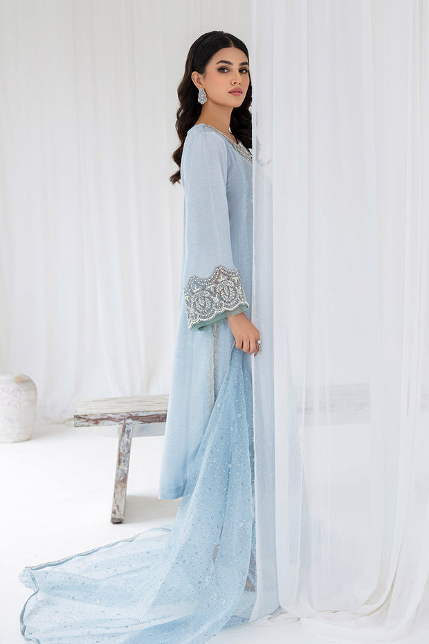 Buy Elegant Ice Blue Embroidered Pakistani Salwar Kameez Dupatta Suit