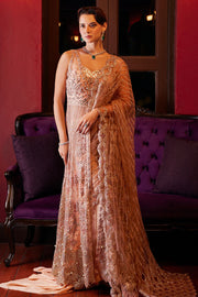Buy Elegant Pakistani Wedding Dress in Embroidered Peach Pishwas Style