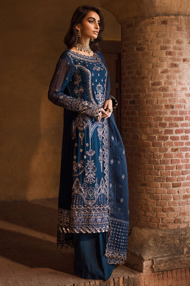 Buy Elegant Royal Blue Embroidered Chiffon Pakistani Salwar Kameez