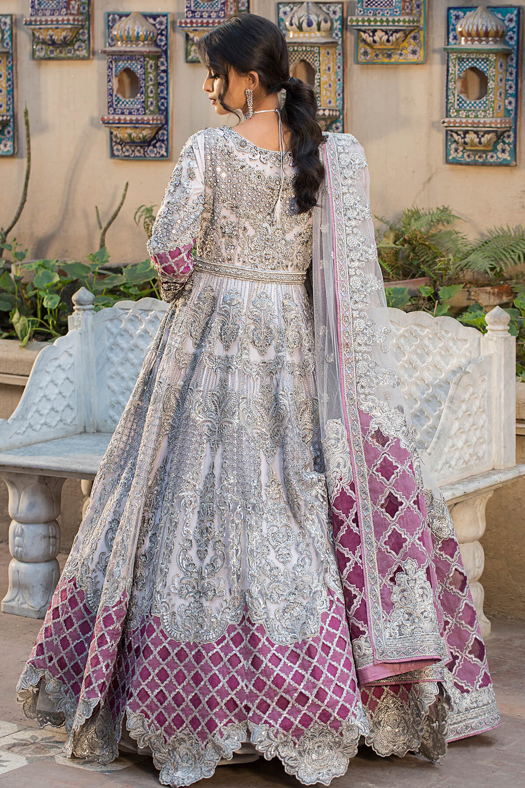grey and pink bridal dresses pakistani Elegant Silver Embellished Pishwas Wedding Dress – Nameera by Farooq final-sale:1