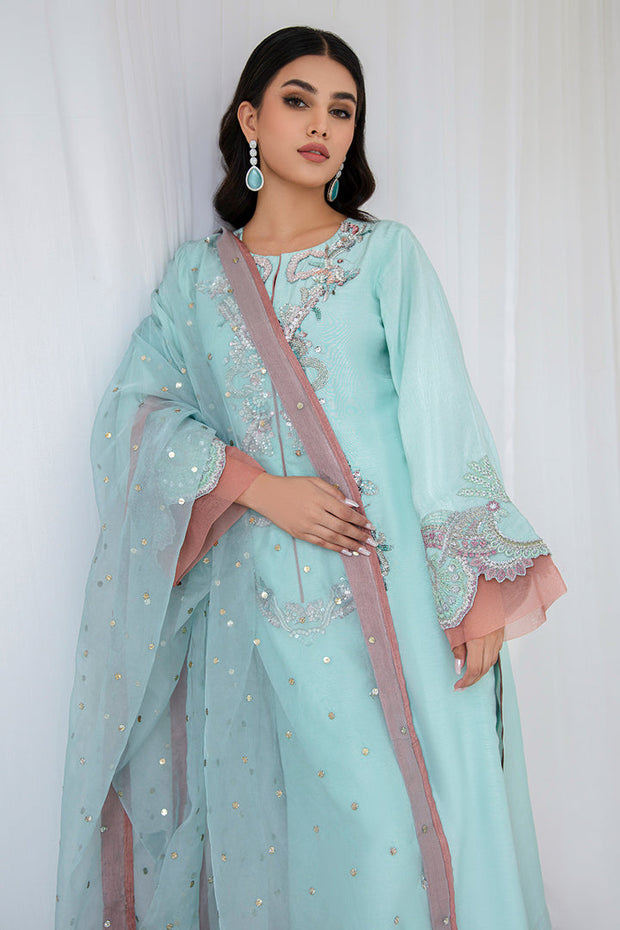 Buy Elegant Sky Blue Embroidered Pakistani Salwar Kameez Dupatta Suit