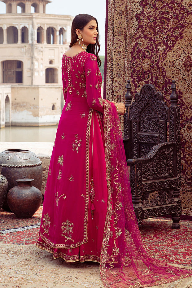 Buy Embellished Pakistani Wedding Dress Gown Style in Crimson Shade