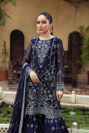 Buy Embroidered Royal Blue Pakistani Kurta Sharara Wedding Dress
