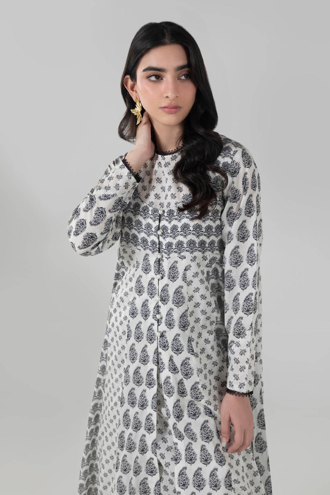 Buy Floral Front Open Frock Ready To Wear Pakistani Salwar Kameez