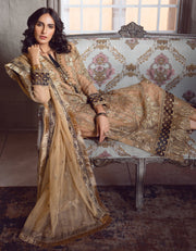 Buy Gold Heavily Embellished Pakistani Kameez Salwar Suit with Dupatta