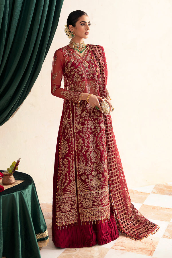 Buy Gold Heavily Embellished Red Pakistani Wedding Dress Kameez Sharara 2023