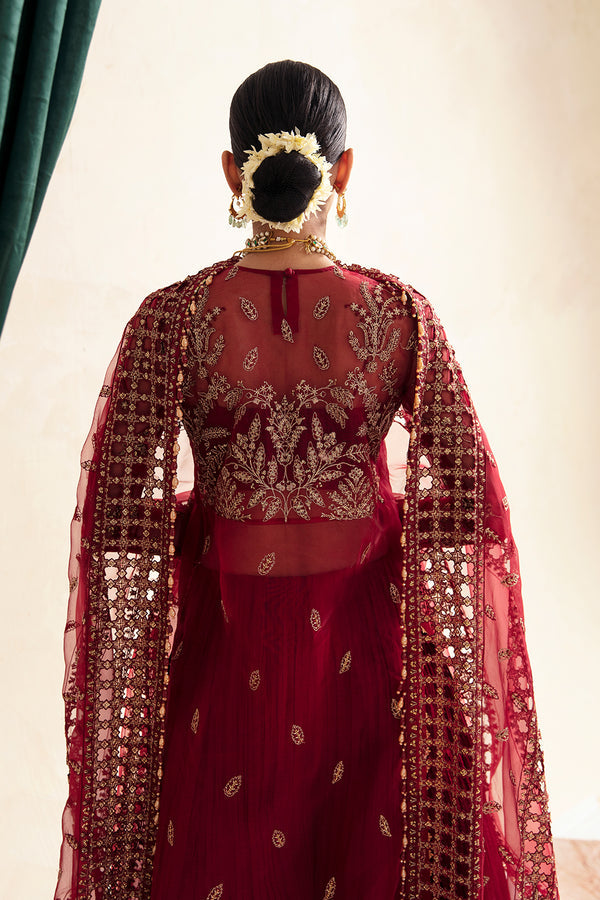 Buy Gold Heavily Embellished Red Pakistani Wedding Dress Kameez Sharara