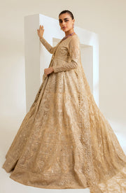 Buy Golden Embroidered Pakistani Wedding Dress Heavy Flare Pishwas 2023