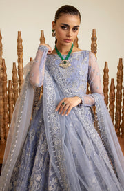 Buy Grey Blue Embroidered Pakistani Wedding Dress in Pishwas Frock Style 2023