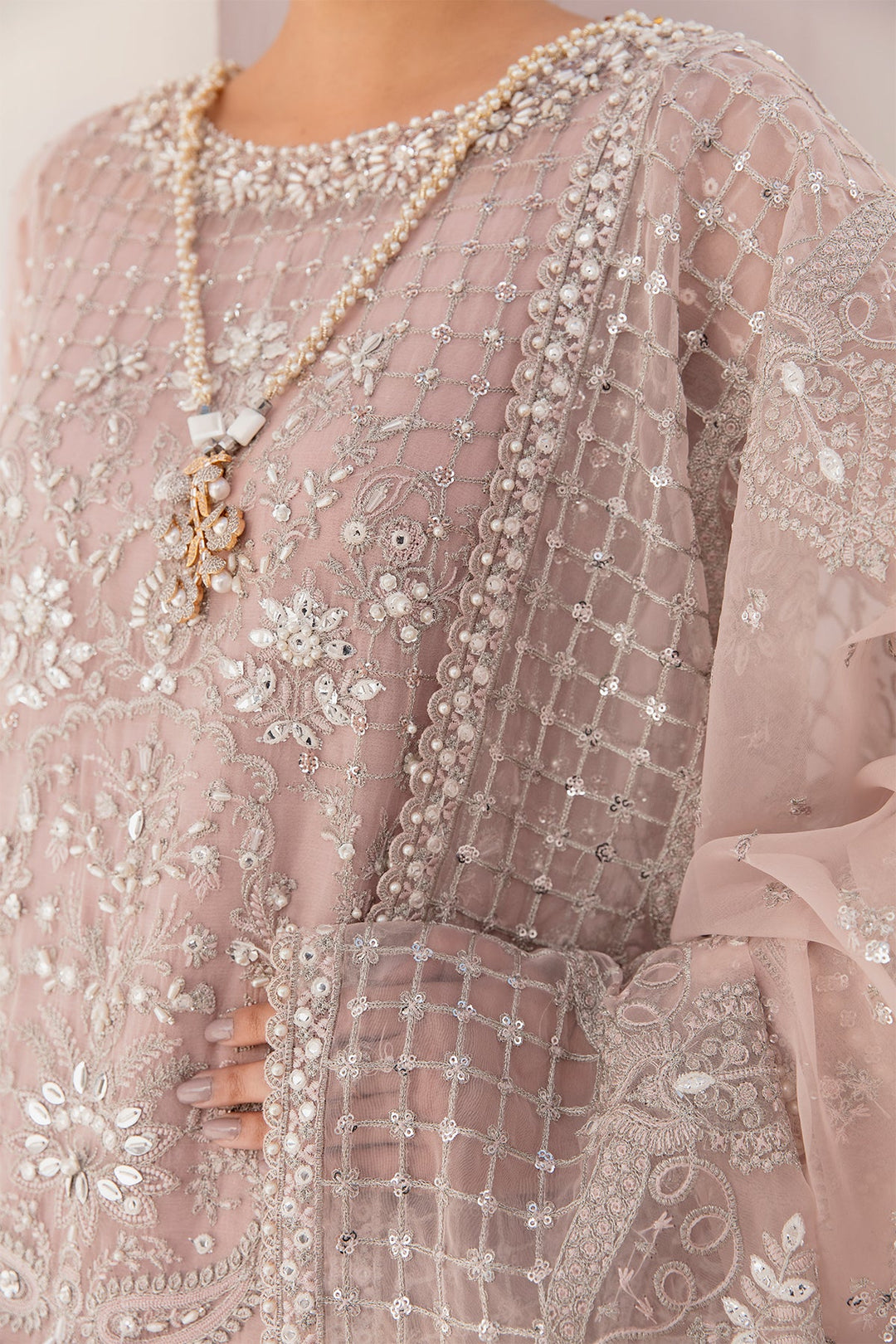 Buy Heavily Embellished Baby Pink Pakistani Kameez Salwar Suit Dupatta