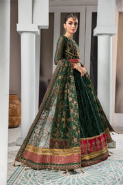 Buy Heavily Embellished Bottle Green Pakistani Pishwas Wedding Dress