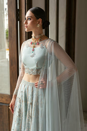 Buy Heavily Embellished Ice Blue Pakistani Wedding Dress Lehenga Choli 2023