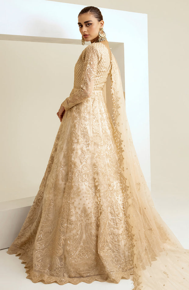Buy Heavily Embellished Pakistani Wedding Dress Beige in Pishwas Style 2023