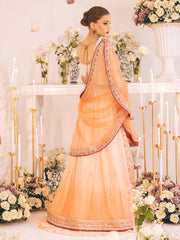 Buy Heavily Embellished Peach Pakistani Wedding Dress Pishwas Lehenga