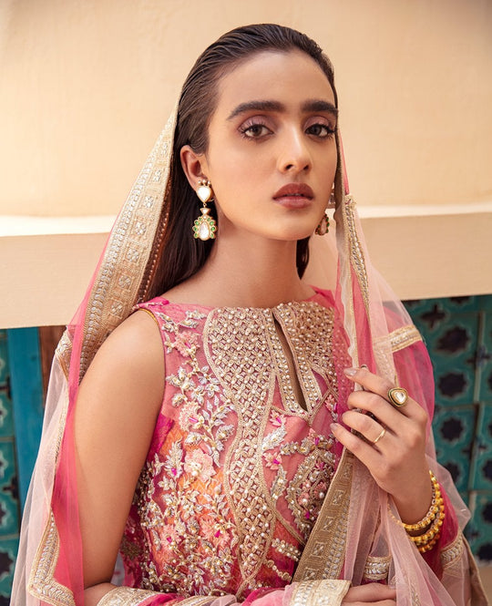Buy Heavily Embellished Pink Pakistani Kameez Sharara Wedding Dress