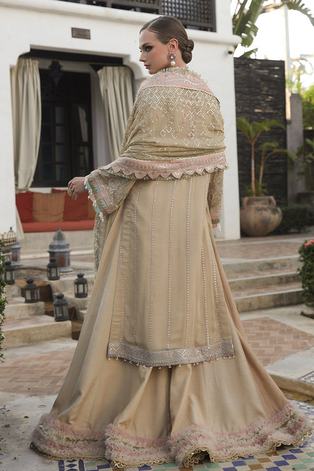 Buy Heavily Embroidered Gold Color Kameez Sharara Pakistani Wedding Dress 2023