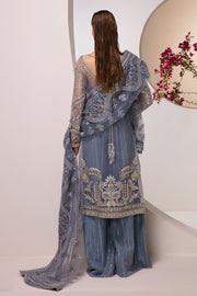 Buy Ice Blue Embroidered Pakistani Wedding Dress in Kameez Gaharara Style 2023